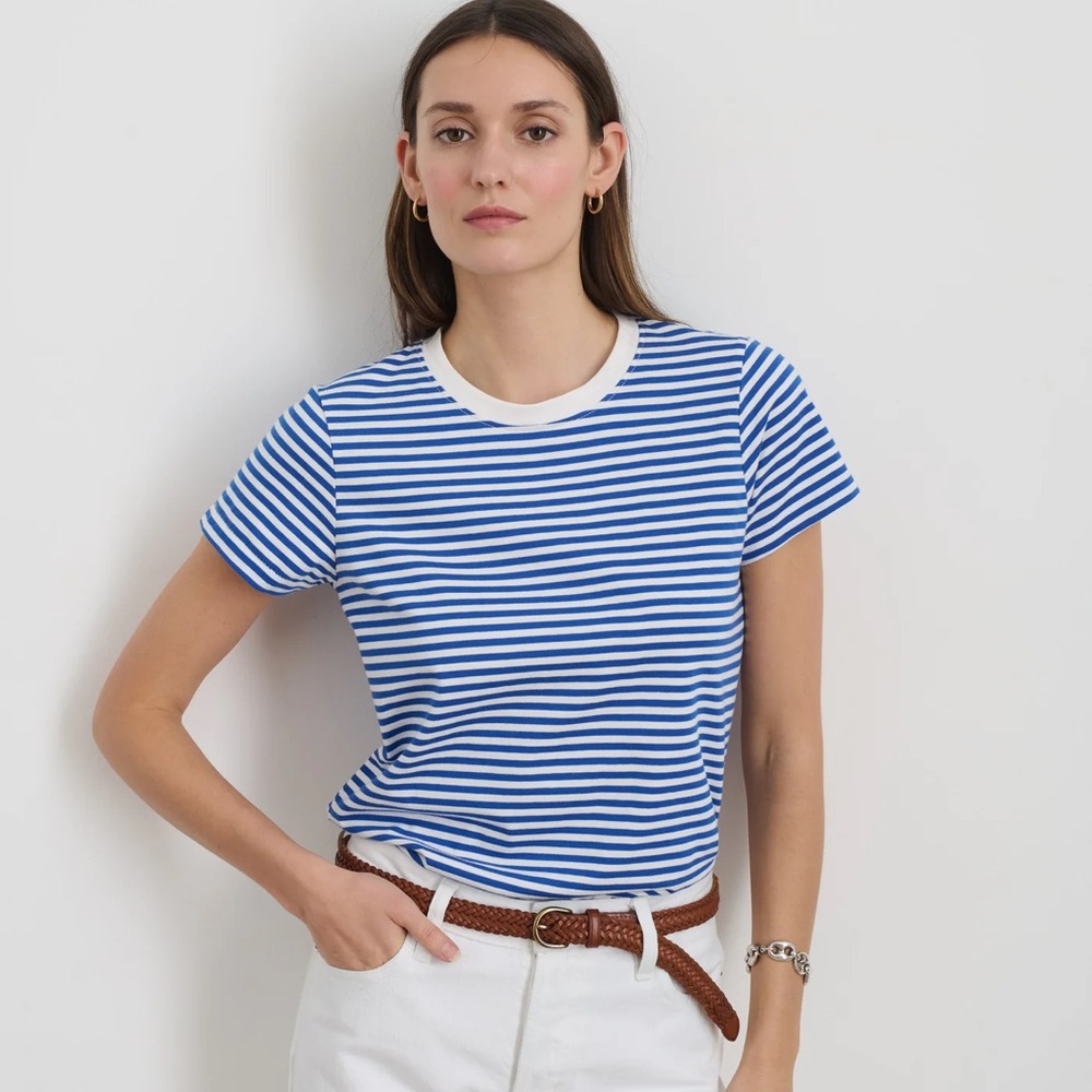 Alex Mill Prospect Tee. Blue white stripe. XS
